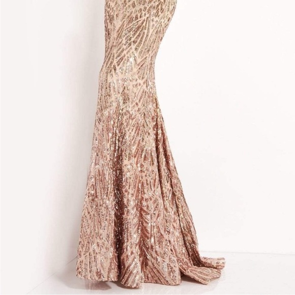 Jovani 06469SC Ombre Sequin Trumpet Prom Dress Silver/Cafe In Size 4 - Picture 7 of 16